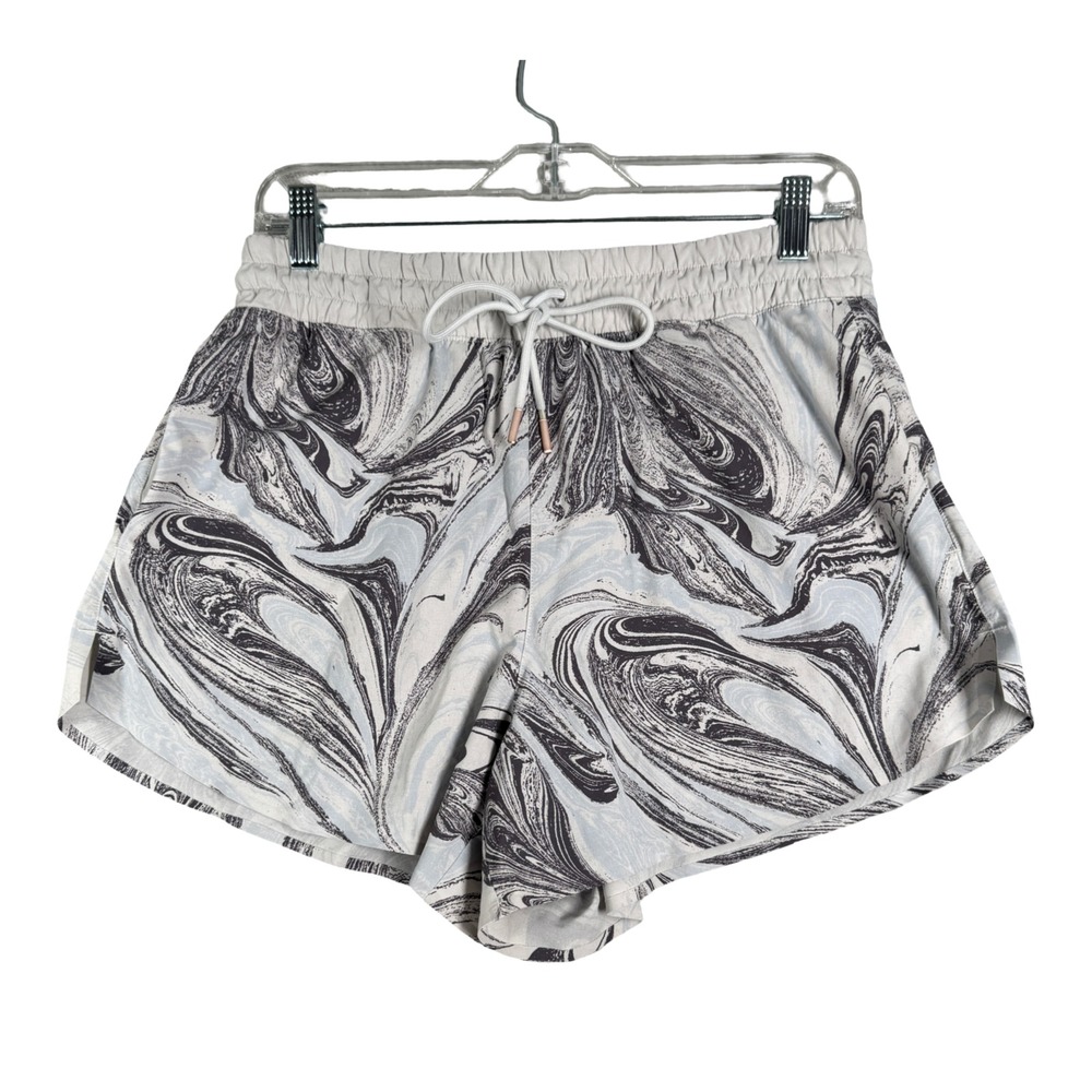 Athleta Allโ Activity Shorts Womens M Gray White Marble Swirl Athleisure Active